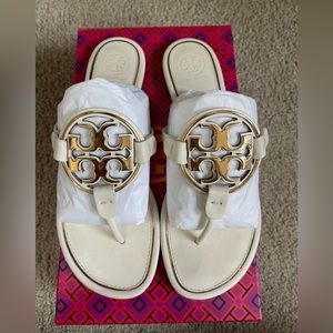 TORY BURCH - METAL MILLER SOFT SANDAL BLEACH/GOLD